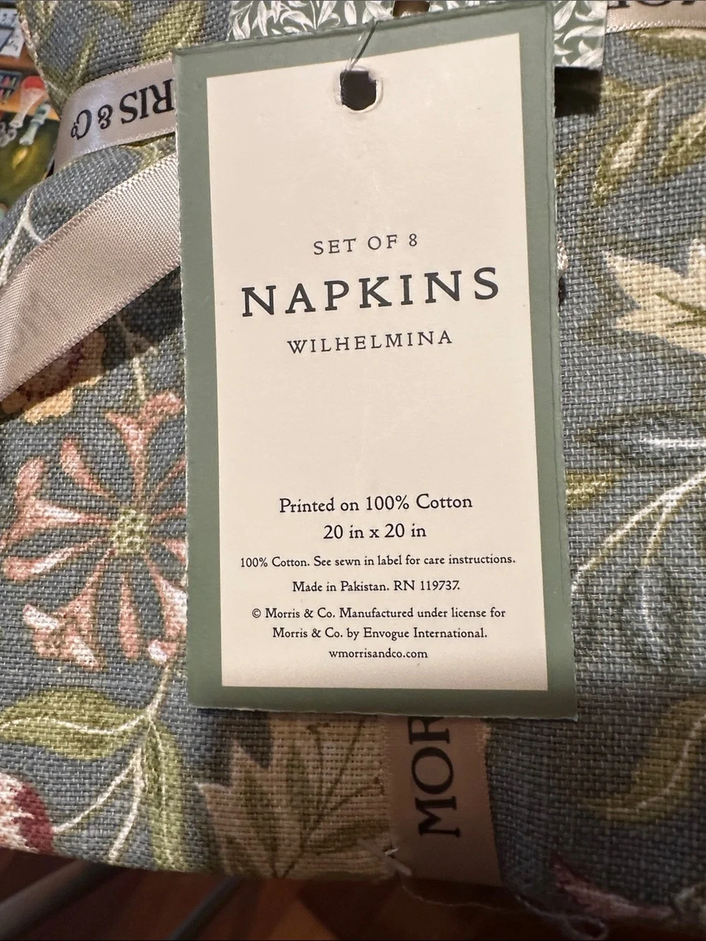 Morris & Co Floral Cotton Napkins set of 8 napkings “Wilhelmina” design